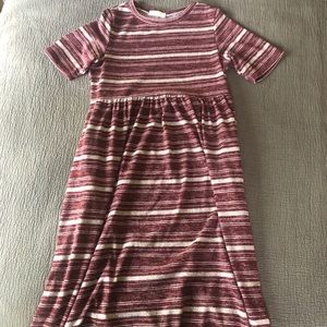 Soft Spring Burgundy Striped Maxi Dress